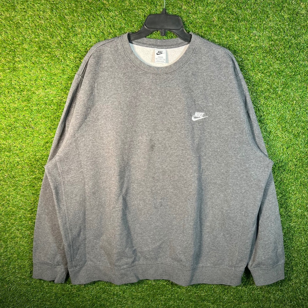Nike Mens XXL‎ Tall Sweatshirt Charcoal Grey Embroidered Swoosh Fleece Pullover